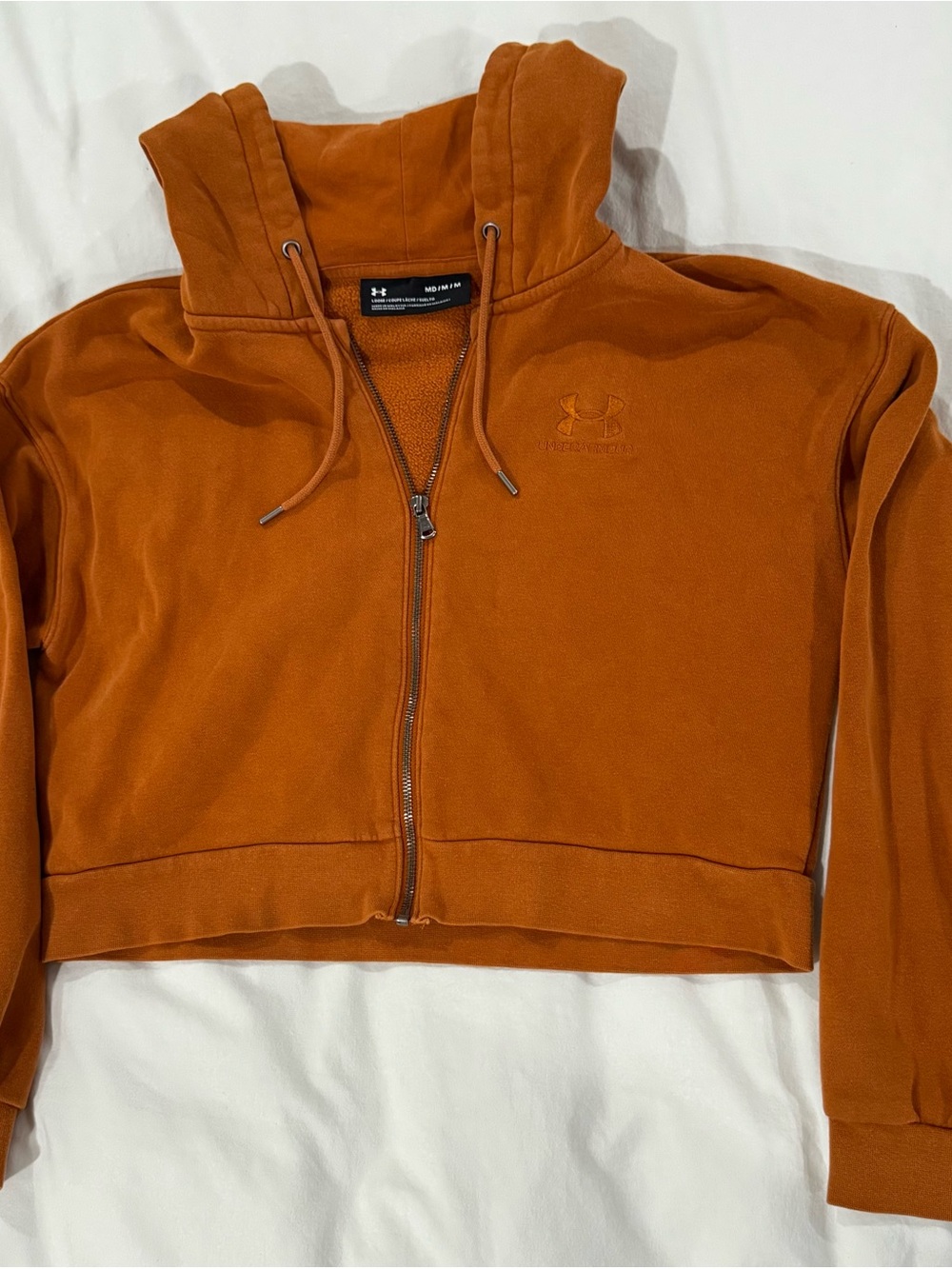 Under Armour Women's Rust Orange Cropped Zip-Up Hoodie